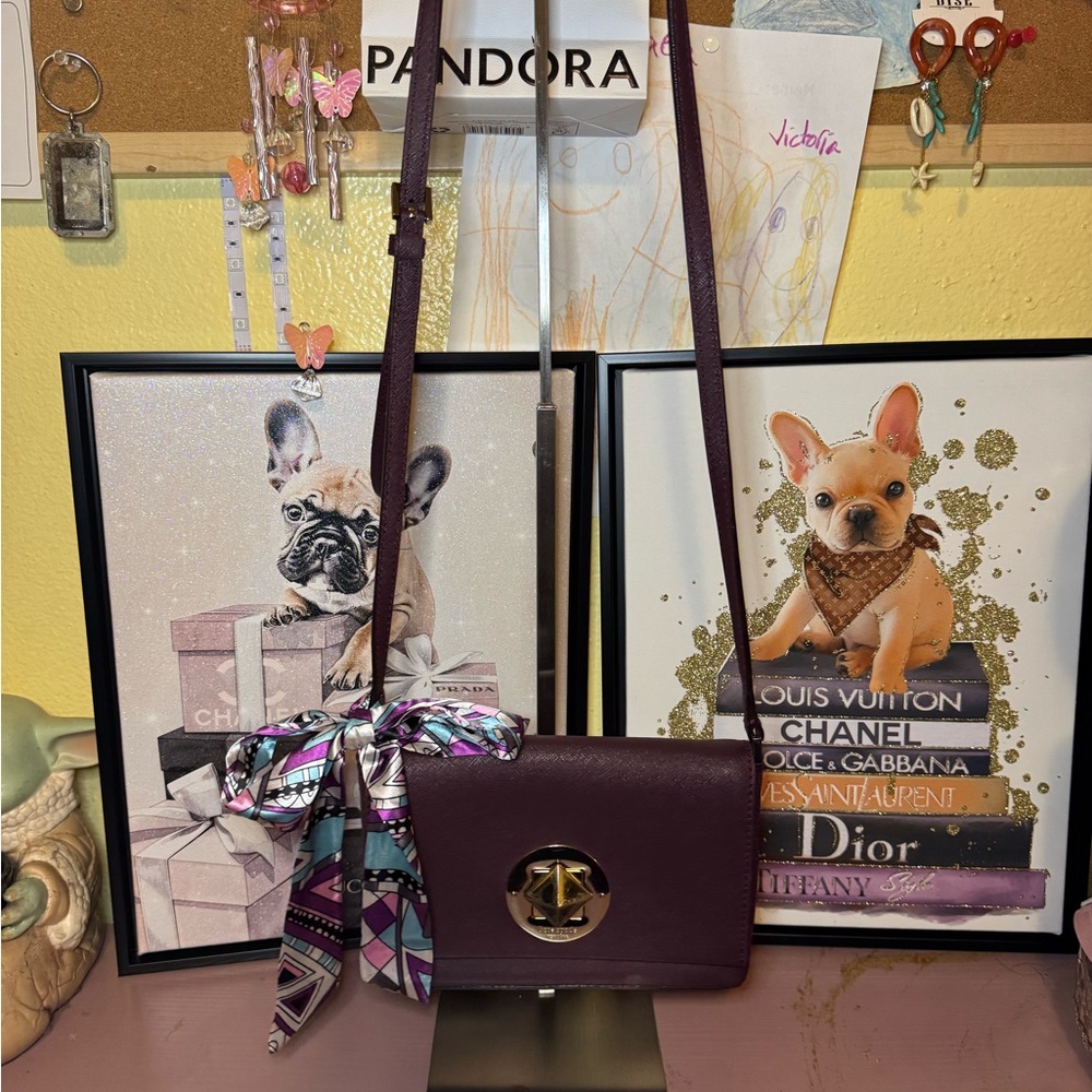 Kate Spade New York plum leather crossbody bag